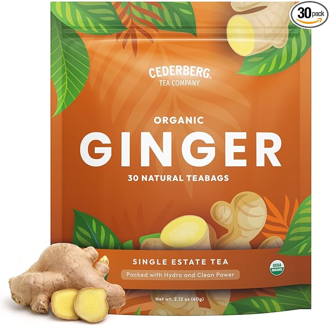 Cederberg Tea Company Organic Ginger Tea — 30 Tea Bags | Organic Herbal Tea From Single Origin | Eco-Friendly Tea Bags | Non-GMO Caffeine Free Tea With Zero Sugar - Bloomnest