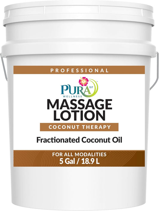 Coconut Therapy 5 Gallon Massage Lotion, Professional Deep Tissue, Natural Ingredients, Wellness Vitamin, Hydrating, Unscented for Physical Recovery, Muscle Relief, Non-Greasy