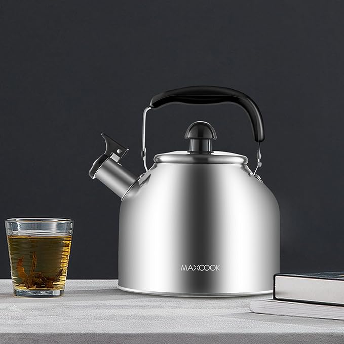 4.2 Quart/4L Stainless Steel Whistling Tea Kettle,Brushed Satin, Suitable to Boiling Water & Tea on Induction Stove, Gas Stove Top - Bloomnest