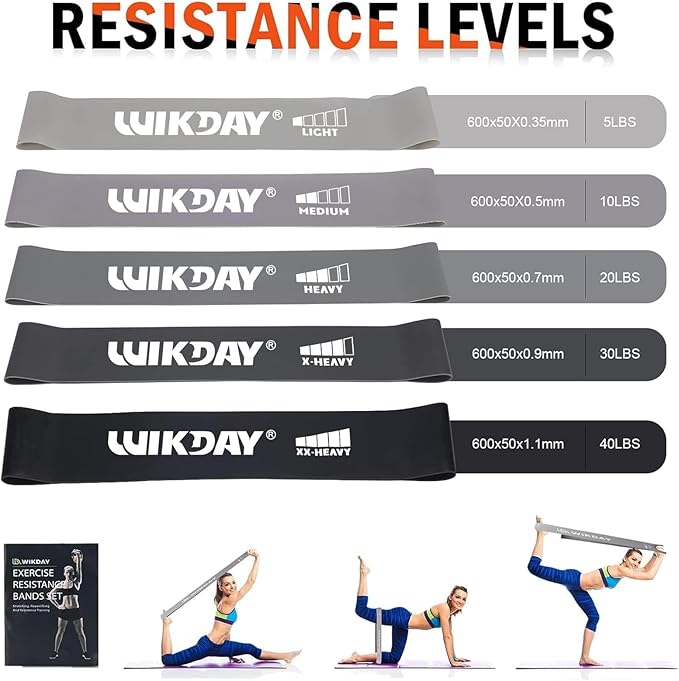 Exercise Resistance Bands with Handles for Working Out, 150/200/250/300 lbs Workout Bands Set with Door Anchor for Physical Therapy, Yoga, Pilates - Bloomnest