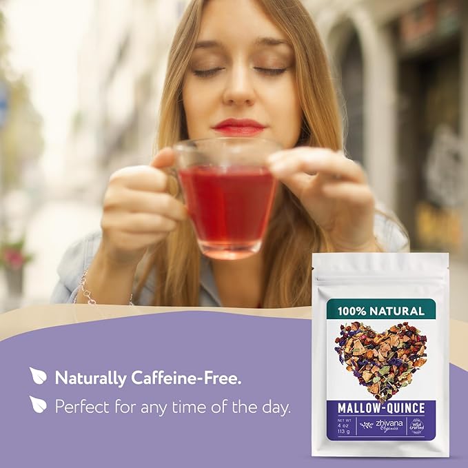 Blue Mallow and Quince Herbal Tea – Loose Leaf Caffeine Free Tea – Floral Fruity Relaxing Tea – 100% Natural Ingredients – Te de Malva - 4 oz - Bloomnest