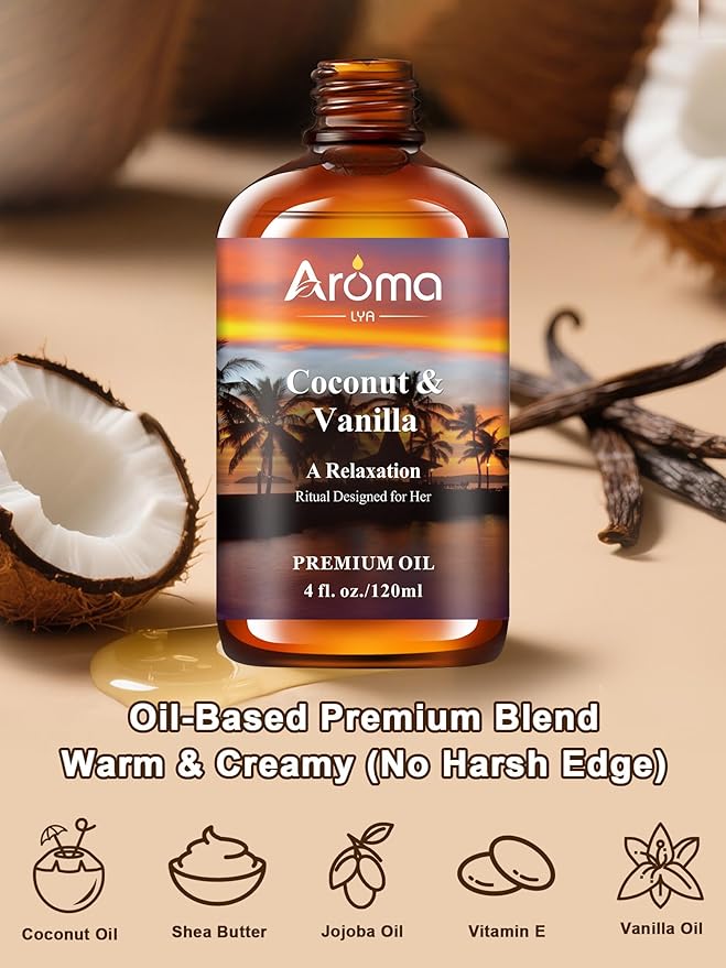 Coconut Vanilla Essential Oil 4fl.Oz - Essential Oils for Diffusers for Home & Aromatherapy - Vanilla Oil for Diffuser, Scented Oils for DIY Soap, Candle Making Bloomnest