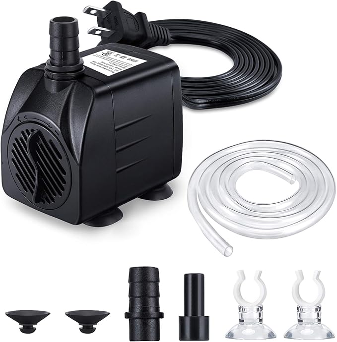 CWKJ Fountain Pump, 220GPH(15W 900L/H) Submersible Water Pump, Durable Outdoor Fountain Water Pump with 6.5ft Tubing (ID x 1/3-Inch), 3 Nozzles for Aquarium, Pond, Fish Tank, Water Pump Hydroponics - Bloomnest