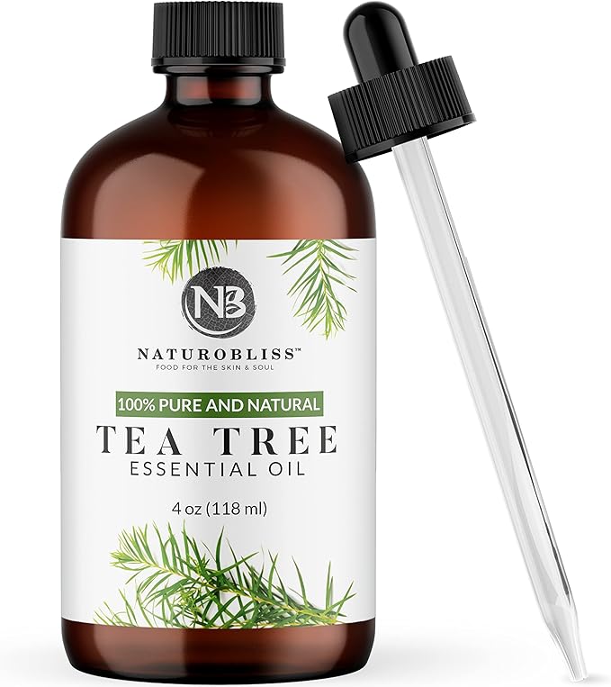 NaturoBliss Essential Oil with Glass Dropper - 100% Pure and Natural - Essential Oils for Diffuser, Aromatherapy, Soap and Candle Making, Tea Tree Essential Oil, Tea Tree Oil, 4 Fl Oz - Bloomnest