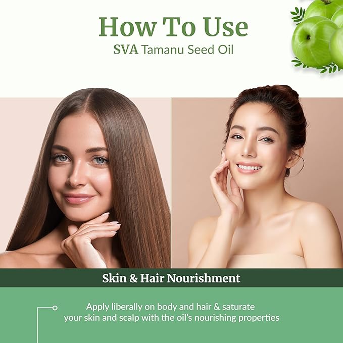 SVA Tamanu Seed Oil Organic - 32 Fl Oz – 100% Natural Cold Pressed Tamanu Oil - for Face, Skin Care, Hair Care, Scalp Massage & Body Massage – Carrier Oil - Bloomnest