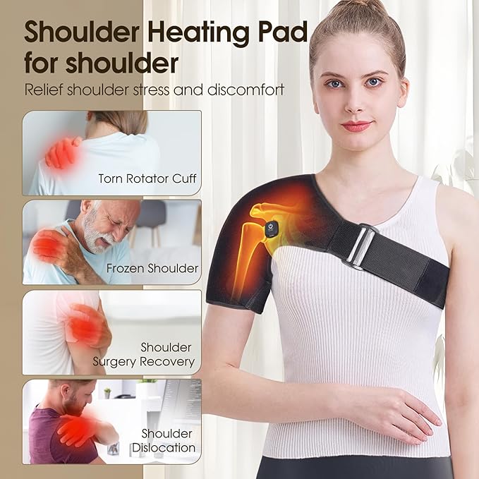 Cordless Heated Shoulder Wrap for Shoulder Pain with 2 Heating Settings Warmer, Heating Shoulder Brace Heating Pad for Men and Women - Bloomnest