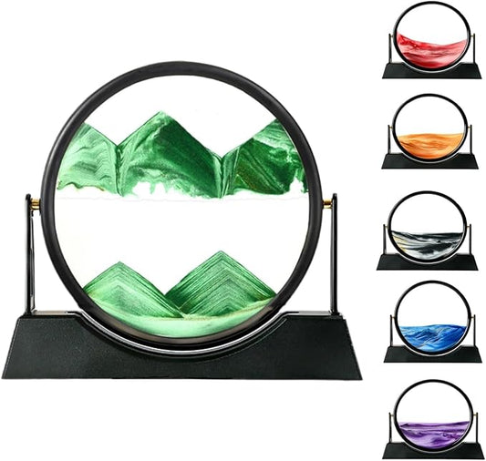 Moving Sand Art Picture Liquid Motion, 3D Quicksand Décor, Deep Sea Sandscapes with Display Flowing Sand Frame for Relaxing, Desktop Office Home Decoration (Green) - Bloomnest