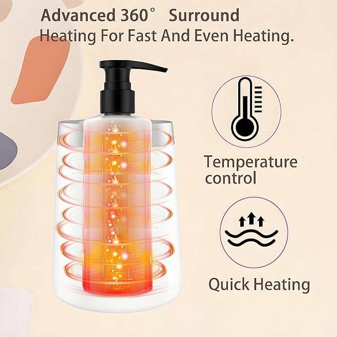 Massage Lotion Warmer Professional Electric Lotion Digital Heater for SPA, Compact Oil Warmer Heated Bottle for Beauty Salon Home,Automatic Thermostat Cream Heater wiht Two Oil Dispenser Bottle Funnel - Bloomnest