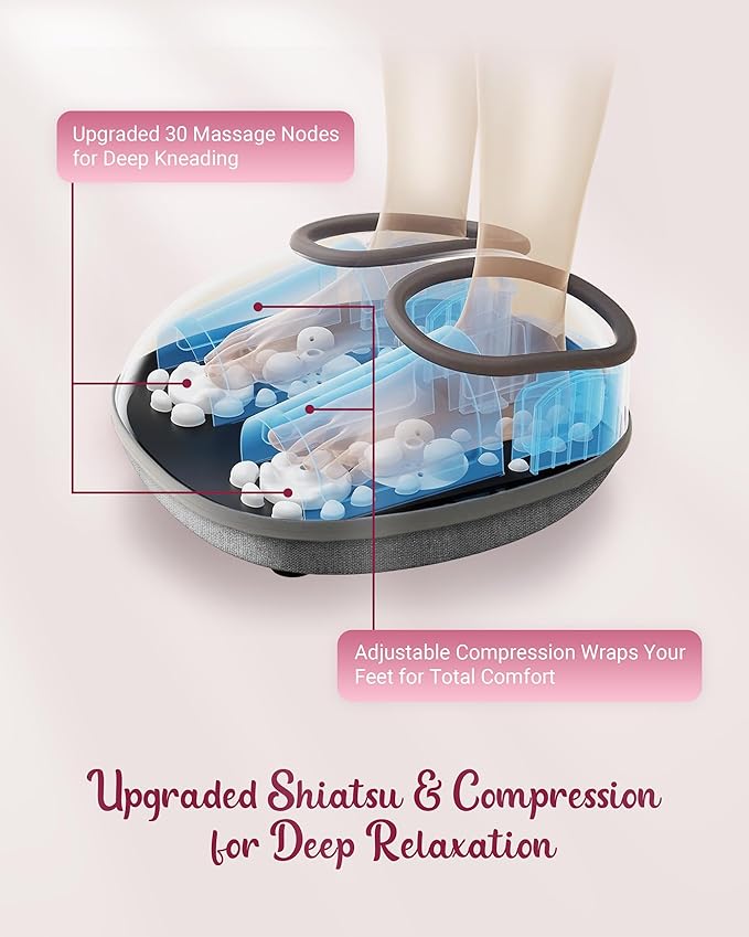 Foot Massager with Heat, Compression, Shiatsu Foot Massager Machine with Remote, Auto-Off Timers, Foot Warmer for Home Office, Up to Size 14 - Bloomnest
