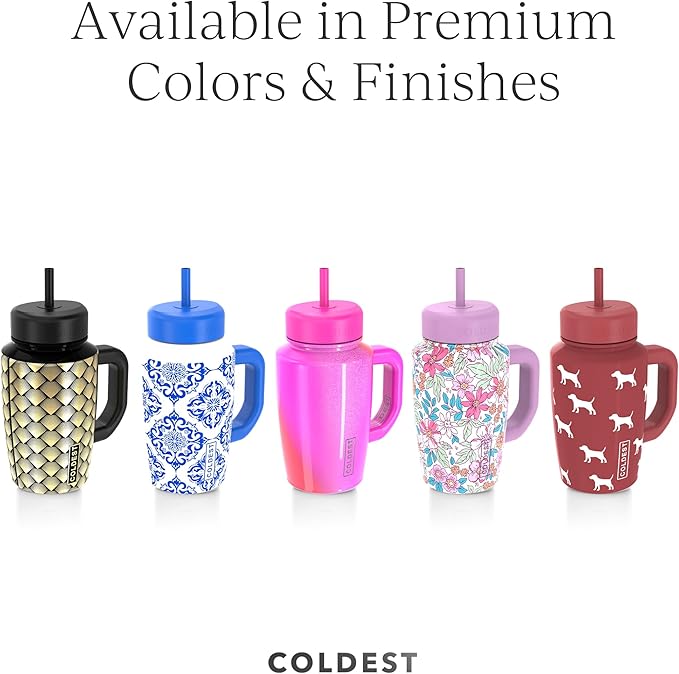 Coldest Tumbler with Handle and Coffee Lid - 100% Spill Proof Tumbler with Straw (3 Lids) - Stainless Steel Insulated Leakproof Tumblers for Women & Men - Cup Holder Friendly - 15 oz (Kissed Dream) - Bloomnest