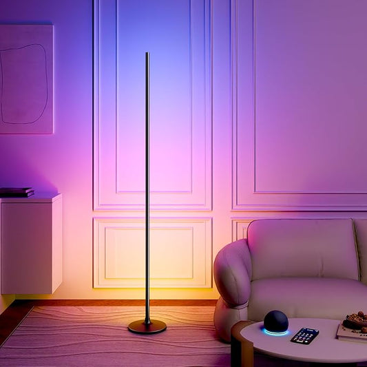 Ailofy Corner Floor Lamp, Corner Lamp Compatible with Alexa & Google Assistant, 16 Million DIY Colors, Sync with Music, App Control, Timer Setting, LED Floor Lamp for Living Room and Bedroom, Black - Bloomnest