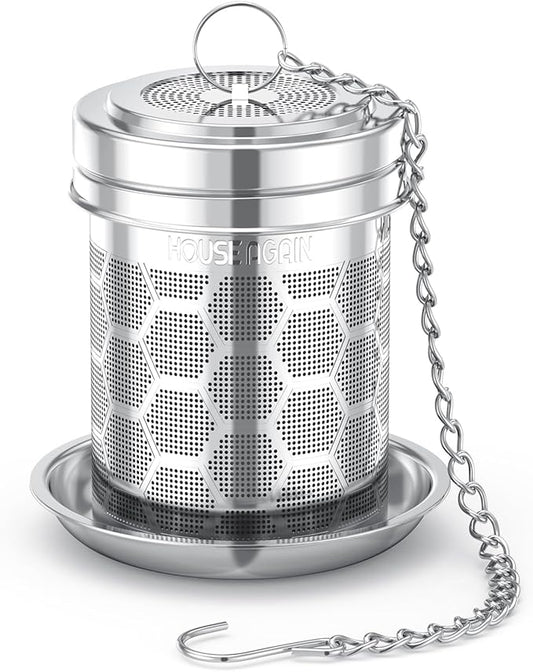 House Again Tea Infuser for Loose Leaf Tea, Extra Fine Mesh Tea Strainers, 304 Stainless Steel with Chain Hook, Loose Leaf Tea Steeper for Brew Tea Spices & Seasonings, Geometric Design