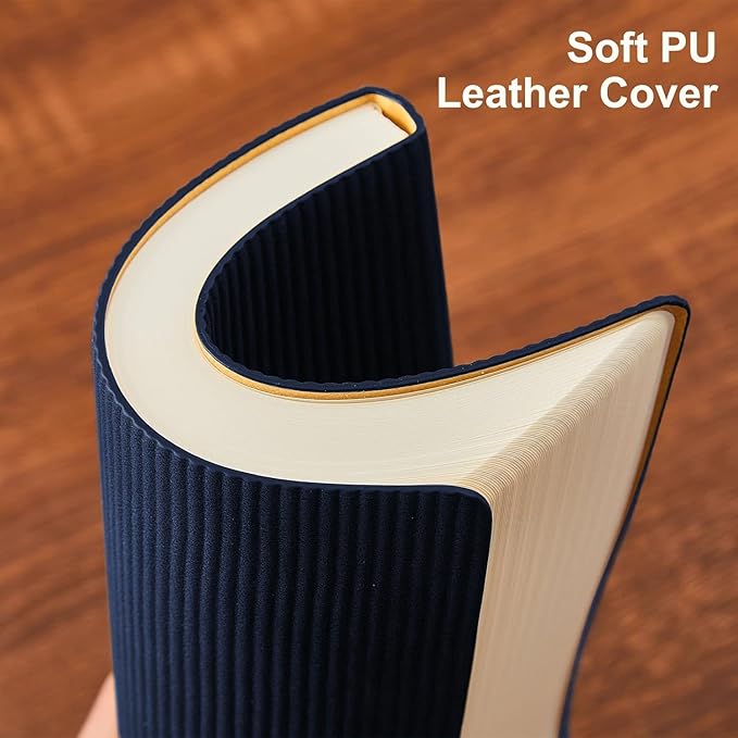 Lined Journal Notebook for Work College Ruled Note Book 5.79"x8.27" A5 PU Leather Daily Journaling 216 Pages for Women Men Writing Home School Supplies Business (Dark Blue) - Bloomnest