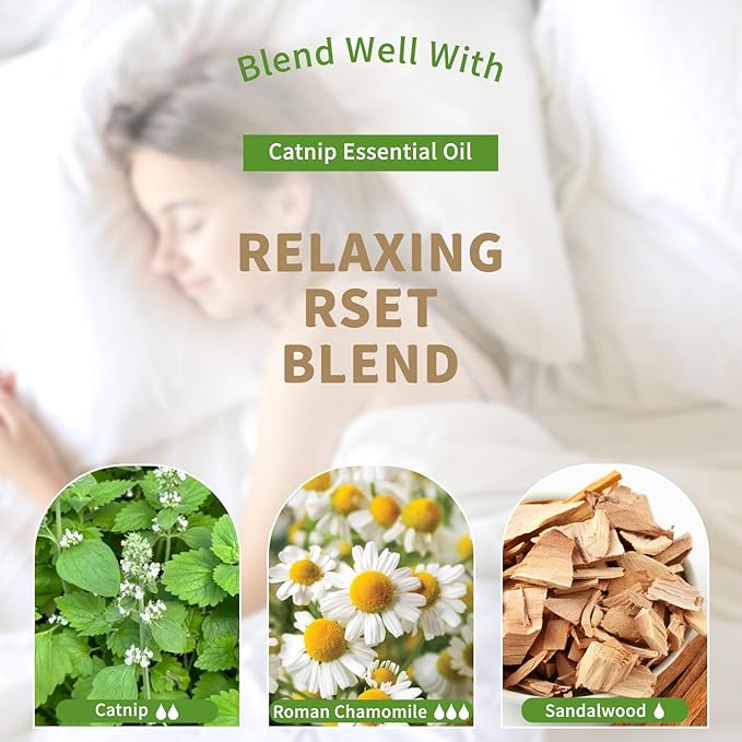 EUQEE 118ML Catnip Essential Oil, Pure & Fresh Herbal Aroma Catnip Essential Oil with Glass Dropper Great for Air Refresher, Massage, Diffuser, DIY Soap, Candle Making, Aromatherapy, Sleep EUQEE