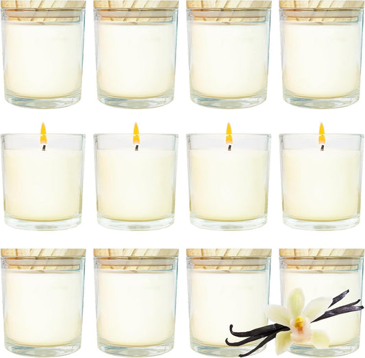 12 Pcs 6 Oz Bulk White Soy Candles,Vanilla Scented Candles Set,Bulk Aromatherapy Candle,Great Stress Relieving Scented Candle for Girls as a Gift for Birthdays, Weddings and More!