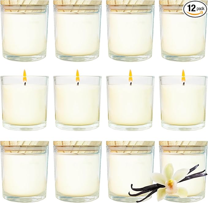 12 Pcs 6 Oz Bulk White Soy Candles,Vanilla Scented Candles Set,Bulk Aromatherapy Candle,Great Stress Relieving Scented Candle for Girls as a Gift for Birthdays, Weddings and More! - Bloomnest