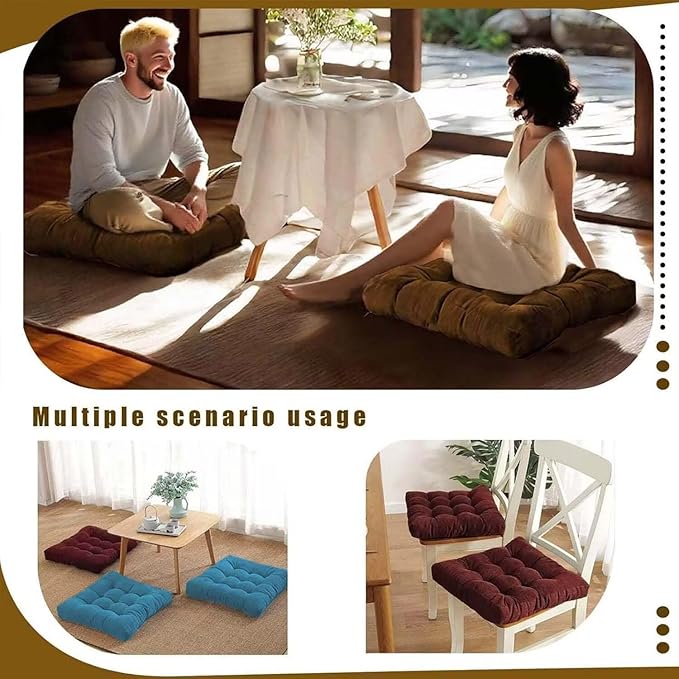 Large Floor Pillow Cushion for Adults Meditation Cushion Large Floor Sitting Soft Seat Pillow for Tatami Living Room Yoga Chatting 22x22 Inch Brown - Bloomnest
