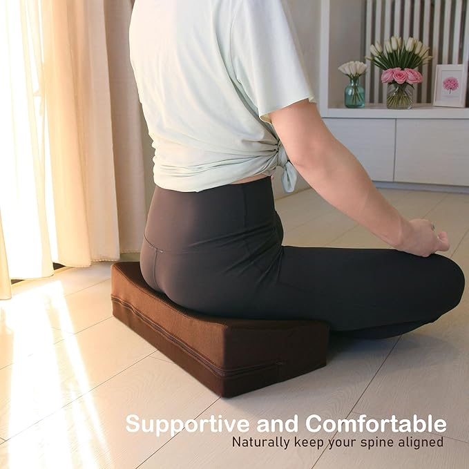 Meditation Cushion - Floor Pillow for Adults - Floor Seating & Meditation Pillow - Yoga Bolster with Washable Cover - High Density Responsive Bamboo Charcoal Foam for Sitting - Bloomnest