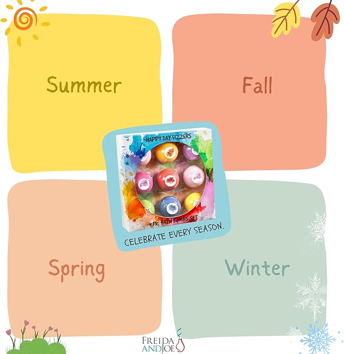 Happy Day Fizzers Aromatherapy 9 Pcs Large Bath Bomb Gift Set for Women – Relaxing Aromatherapy Home Spa Birthday Christmas Gifts for Mom (Happy Day Fizzer 2.0) - Bloomnest
