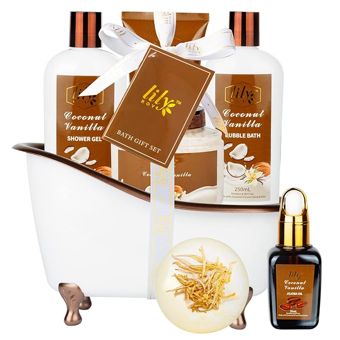 Valentines Day Gifts for Women - 7-Piece Nourishing Bath & Body Gift Set, Bath Collection | Mothers Day Gifts for Mom, Fathers Day, Birthday, Self Care Kit, Christmas Gift, All Occasion Gift - Bloomnest