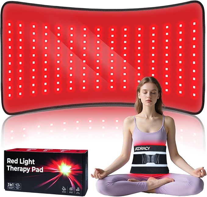 2026 Upgraded Red Light Therapy Pad for Body,Red Light Therapy Belt with Timer, 24" x 12" Near Light Mat 660nm&850nm Infrared Light Therapy Wrap for Shoulder Muscle Back Pain(Black) ADRACY