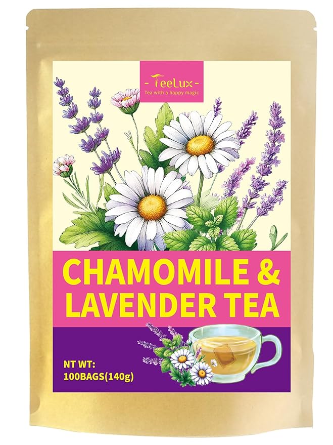 TeeLux Chamomile Lavender Tea Bags, Chamomile & Lavender & Lemon Balm Herbal Tea, Caffeine Free, Soothing & Delightful Aroma, 100 Count - Bloomnest