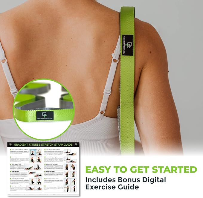 Gradient Fitness Stretching Strap for Physical Therapy, 12 Multi-Loop Stretch Strap 1" W x 8' L, Neoprene Handles, Physical Therapy Equipment, Yoga Straps for Stretching, Leg Stretcher. - Bloomnest