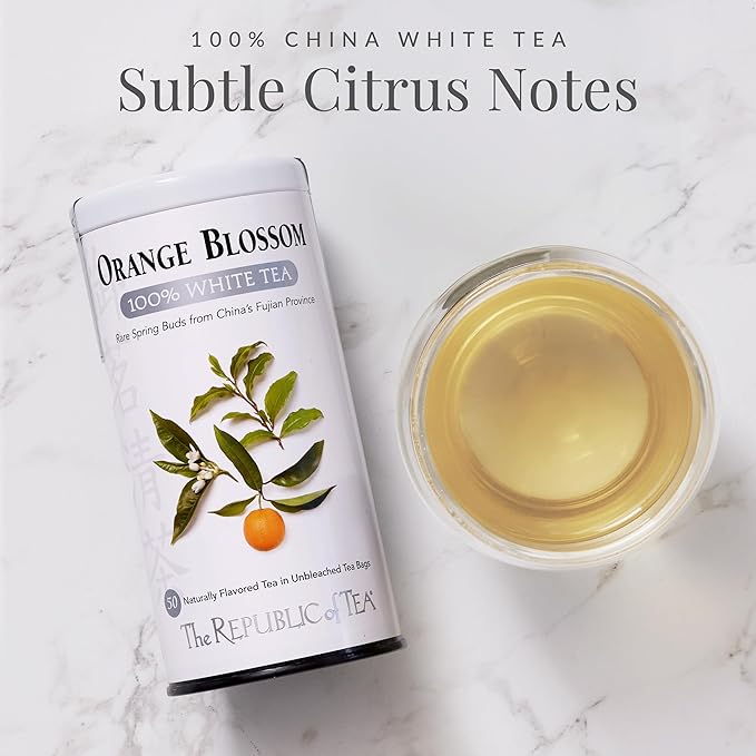 The Republic of Tea – Orange Blossom 100% White Tea Bags, Steeps 50 Low-Caffeinated Cups - Bloomnest