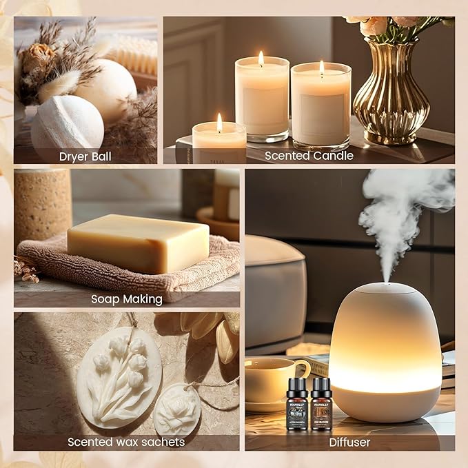 Hotel Diffuser Oils Gift Set - 6x10ML Luxury Hotel Scent Essential Oils Set for Diffuser, Candle Making - My Route, Serene Coast, Night Velvet, 24K Bloom, Dream State, After Warmth Fragrance Oil - Bloomnest