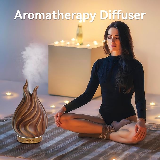 200ml Essential Oil Diffuser for Home, Wood Grain Cover Aromatherapy Diffuser, Cool Mist Humidifier with Safe Auto Shut-Off and 2 Mist Modes & 7 Color LED Night Lights for Office Room (VASE02) ZqLotXiao
