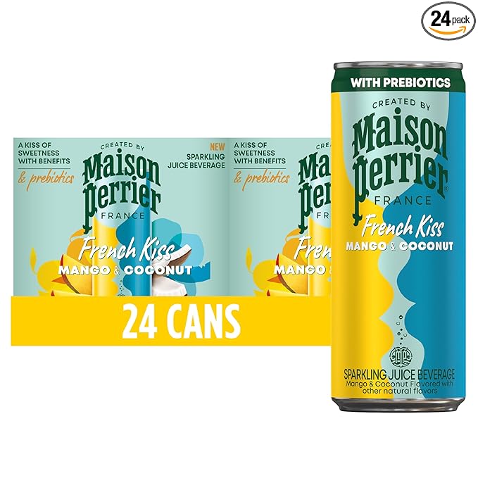 Maison Perrier French Kiss Sweetened Sparkling Juice Beverage, Mango & Coconut Flavors With Real Fruit Juices, 24Pk - Bloomnest