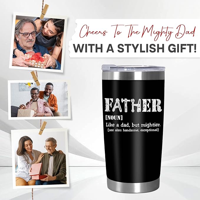 TEEZWONDER Christmas Birthday Gifts for Dad from Daughter Son - Stainless Steel Insulated Coffee Tumbler with Lid 20 oz - Funny Gifts for Dad, Husband Birthday Gift Ideas - Bloomnest