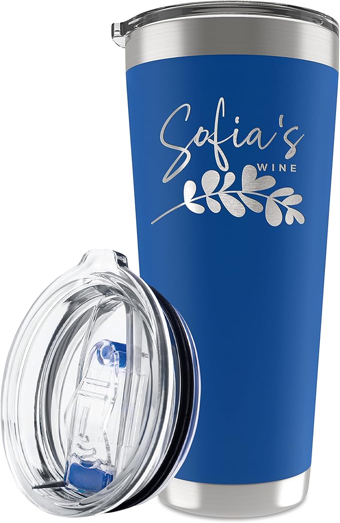 Personalized Tumbler with Engraved Name - 12 Designs, 30 Oz Coffee Tumbler with Slider Lid, Royal Blue, Double Wall Insulated - Custom Gifts for Men & Women - Bloomnest