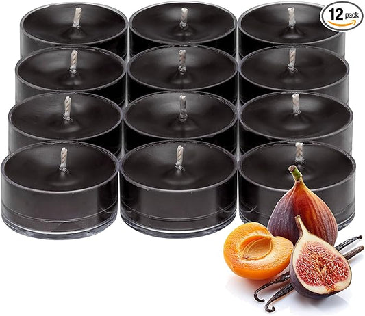 PartyLite Gift Set of 12 Universal Tea Lights, Fig Fatale Scented, Notes of Apricot, Green Fig, Peach, Mango, Strawberry and Vanilla, 4-6 Hour Burn Time, Luxurious & Rich, Perfect for Gifting - Bloomnest