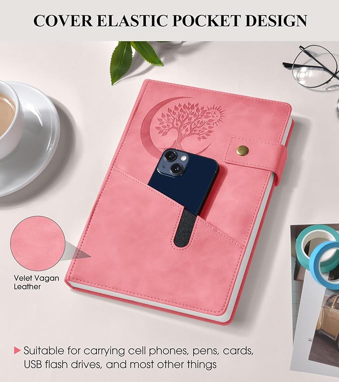 365 Page Thick Lined Journal Notebook for Men Women, A5 Leather Journals for Writing, Hardcover Notebooks for Work, School, Note Taking,Travel, Business,Personal Diary, College Ruled 5.9" x 8.4" - Bloomnest