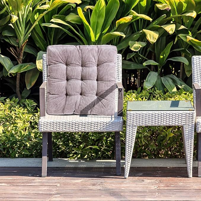 Tiita Meditation Floor Pillows, 22 Inch Square Floor Cushions for Adults, Thicken Tufted Seat Pad Set of 2, Large Floor Cushion for Yoga Garden Living Room Balcony Office Tatami, Grey