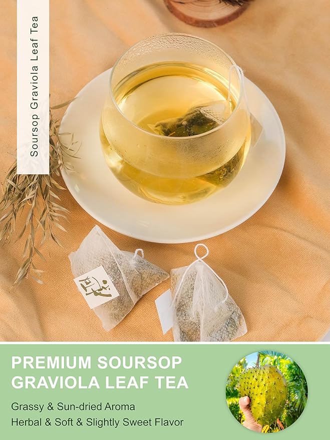 TeeLux Soursop Graviola Leaf Tea Bags, Natural Soursop Leaves Tea, Mild & Smooth Taste, Caffeine Free, 50 Count - Bloomnest