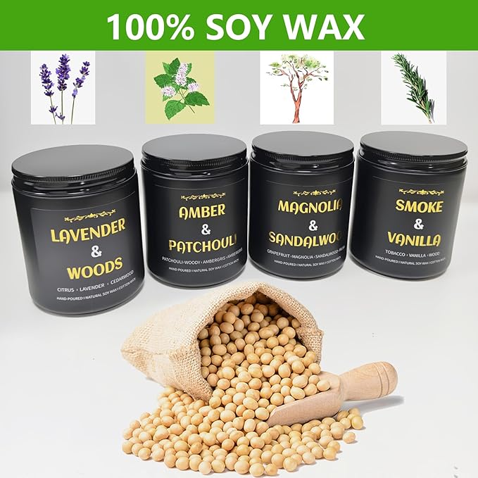 4 Pack Scented Candles for Home Scented, Vanilla Candle, Lavender Candles, 28 oz 200 Hour Long Lasting Natural Soy Wax Candle for Women Men,Birthday, Mother's Day,Anniversary,Christmas - Bloomnest