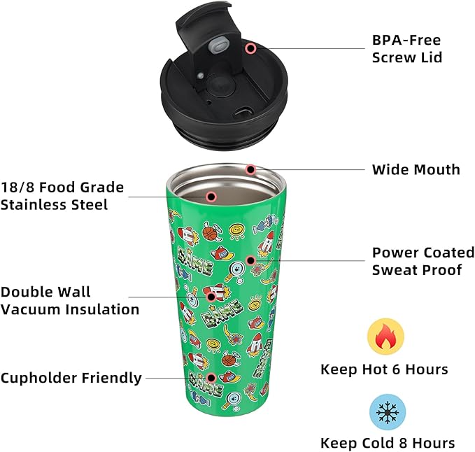 BJPKPK 22oz Stainless Steel Insulated Tumbler With lid And Straw Travel Coffee Thermal Tumblers Cup For Women And Men,Game - Bloomnest
