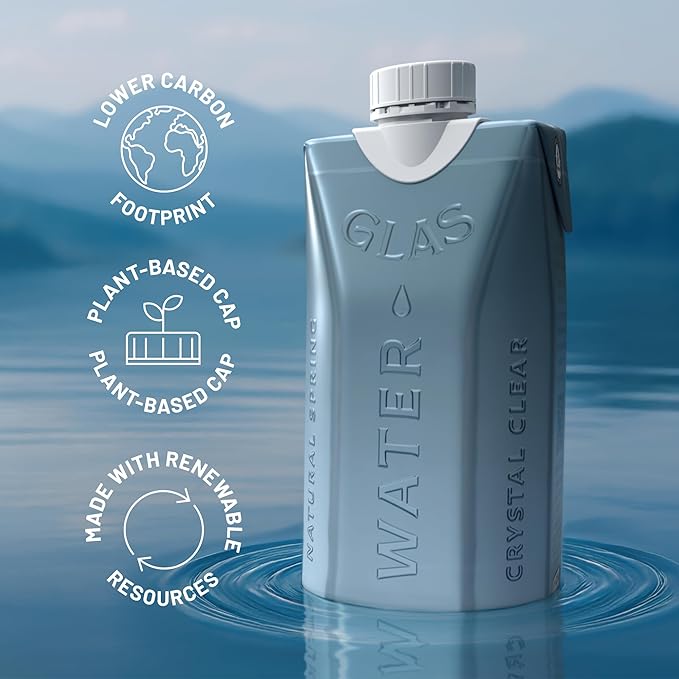 GLAS Water (12 Pack) 16.9oz 500ml Boxed Natural Spring Water | Eco-Friendly Paperboard Carton, Pure Non-BPA Drinking Water, Sustainable Alternative to Plastic Bottles