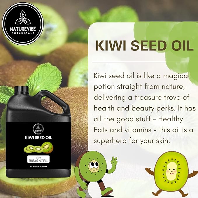Naturevibe Botanicals Kiwi Oil 32 Ounces | 100% Pure and Natural | Great for Skin Care and Hair Care - Bloomnest