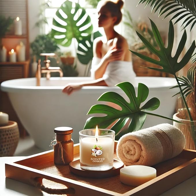 Coconut Candle, Scented Candles Gifts for Women, Candles Gift Set for Her, 3 Scented Votive Candles, Birthday Gifts for Women/Men (White, 7 oz) - Bloomnest