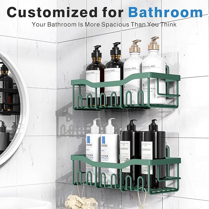 EUDELE Shower Caddy 2 Pack, Adhesive Shower Organizer for Home Decor & Kitchen Storage, No Drilling, Rustproof Stainless Steel Bathroom Shelf Organizer - Bloomnest