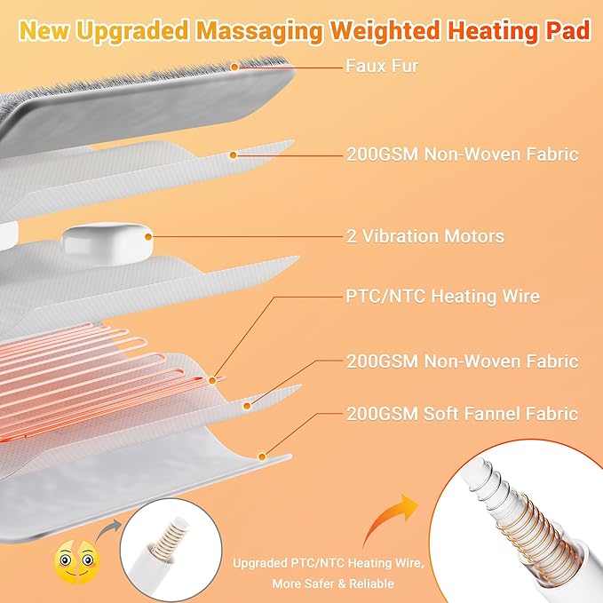 Massaging Heating Pad for Neck and Shoulders and Back, 24" x 35" Large Electric Heating Pad for Back Pain Relief with 3 Heat Levels, 4 Massage Settings, 2H Auto Shut-Off, 4 Massage Motors,Grey - Bloomnest
