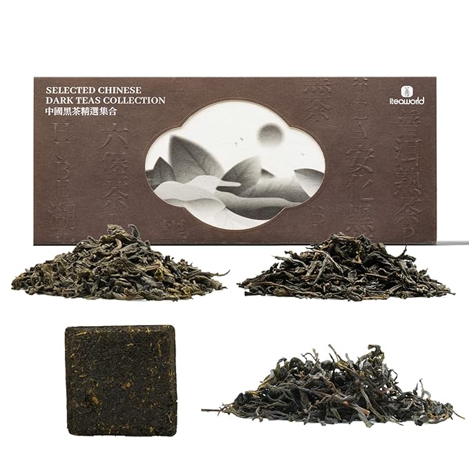 iTeaworld Chinese Dark Tea Sampler, Includes Aged Pu'erh, Liu Bao, Anhua, Hubei, 20 Packs with 20 Biodegradable Tea Bags,Perfect for Daily Relaxation, 3.5oz - Bloomnest