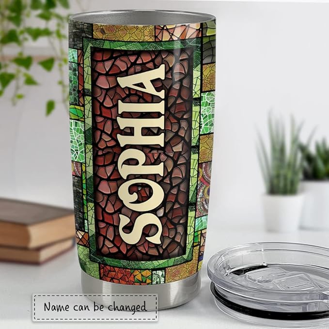 SANDJEST Personalized Sloth Tumbler Mosaic Style 20oz 30oz Tumblers with Lid Gift for Girl Daughter Women Best Friend Sister Animal Lovers Christmas Birthday - Bloomnest