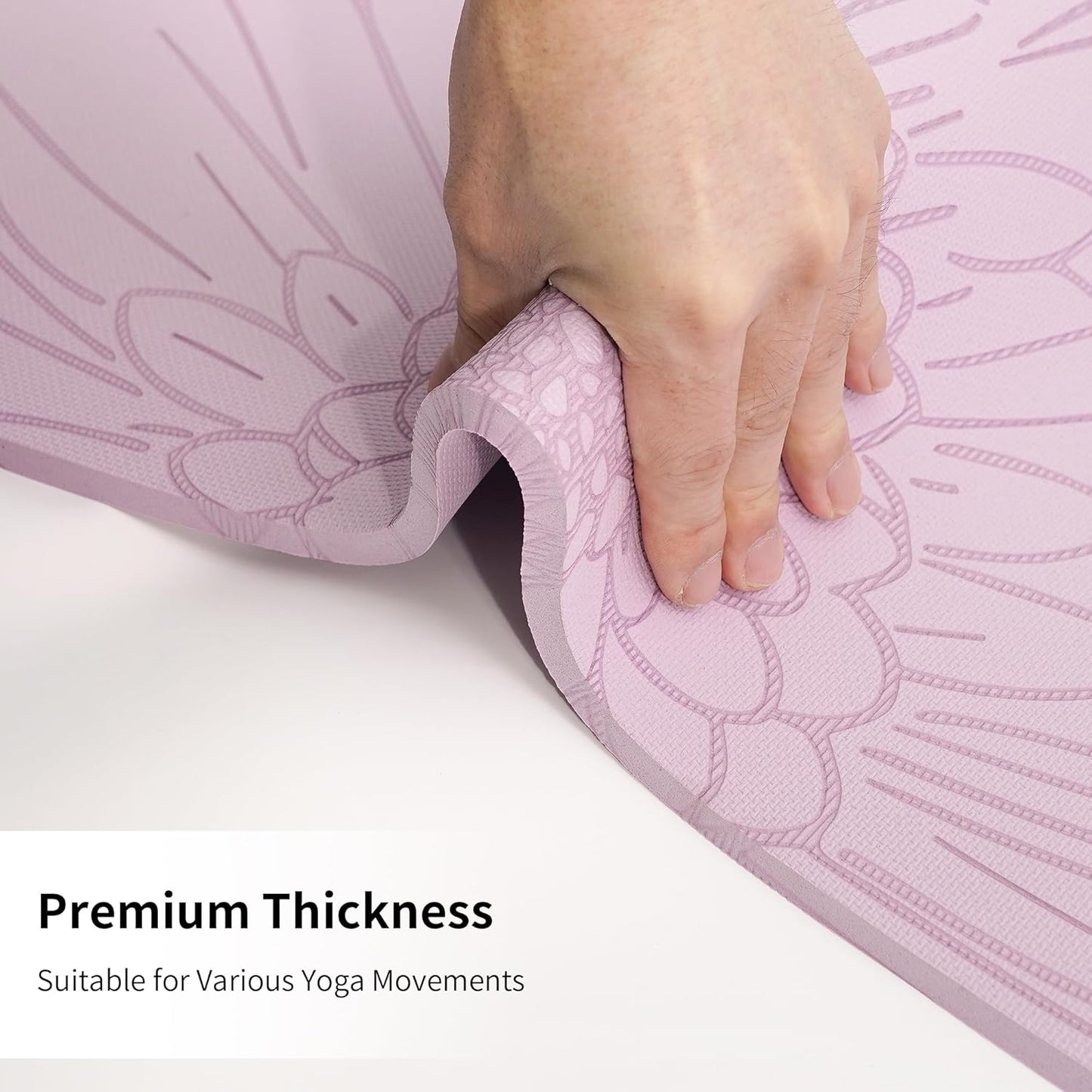 HAHE Yoga Mat Thick (8MM,1/3"), Eco-Friendly POE Non Slip Yoga Mat, High Rebound & Shock Absorption, Anti-Tear & Sweat-Resistant for Yoga, Fitness, Home, Workouts, Large Pilates Mats 72"x24" with Carrying Strap