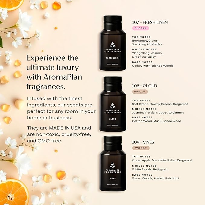 AromaPlan Home Summer Time Collection Scents,Hotel Premium Collection Set- 5 Star Hotel Collection- Natural, Non-Toxic Cold Air Diffuser Oil- Gift Ready, Diffuser Oils Scent (3 Pack/1.7 fl.oz (50 ml) - Bloomnest