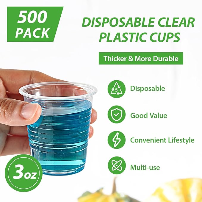 Lilymicky 500 Pack 3 oz Clear Plastic Cups, Small Disposable Bathroom Cups, 3 Ounce Plastic Mouthwash Rinse Containers - Bloomnest