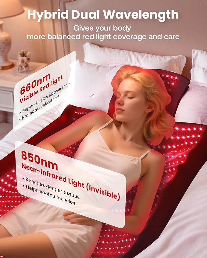 Red Light Therapy Mat for Body 74"x33", 1400pcs Full Body Infrared Red Light Therapy Blanket with Dual-Wavelength LEDs (660nm&850nm), Pulse Modes, Timer & Intensity Control MorespondBestRedLightTherapyMat